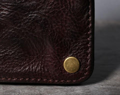 Handmade Genuine Leather Mens Cool Slim Leather Wallet Men Small Wallets Bifold for Men - imessengerbags