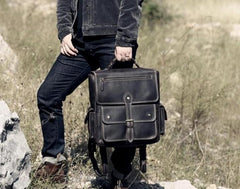 Handmade Leather Mens Cool Backpack Messenger Bag Briefcase Work Bag Business Bag for men - imessengerbags