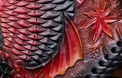 Handmade Leather Mens Clutch Wallet Cool Carp Tooled Wallet Long Zipper Wallets for Men - imessengerbags