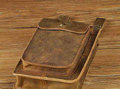 Mens Leather Small Belt Pouch Side Bag Waist Pouch COURIER BAG Holster Belt Case for Men