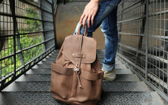 Cool Coffee Mens Leather Backpack Travel Backpacks Laptop Backpacks for men - imessengerbags