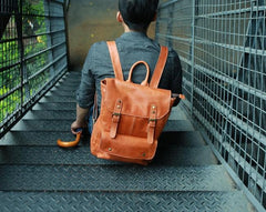 Cool Brown Mens Leather Backpack Travel Backpack School Backpacks for men - imessengerbags