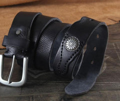 Genuine Leather Punk Rock Biker Trucker Mens Belt Men Black Coffee Belt for Men