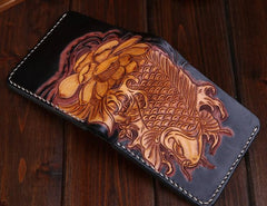Handmade Leather Carp Mens billfold Wallet Cool Leather Wallet Slim Wallet for Men - imessengerbags