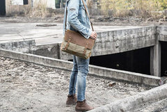 Leather Canvas Messenger Bags for men Vintage Shoulder Bag for men - imessengerbags