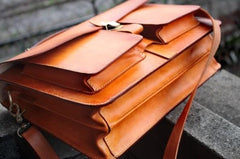 Cool Brown Handmade Leather Mens Briefcase Messenger Bag School Bag for men