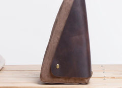 Cool Canvas Leather Triangular Mens Sling Bag Chest Bag One Shoulder Pack for men
