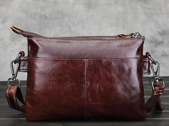 Cool Small Coffee Leather Mens Messenger Bag Shoulder Bag for Men