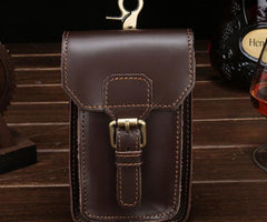 Leather Mens Cigarette Case with Belt Loop Cell Phone Holster Belt Pouch for Men