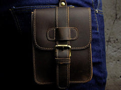 Small Leather Belt Pouch Mens Holsters Belt Cases Cell Phone Waist Pouch for Men - imessengerbags