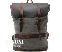 Cool Canvas Leather Mens School Backpack Laptop Backpack Canvas Travel Backpack Canvas for Men - imessengerbags