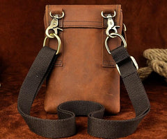 Mens Leather Small Belt Pouch Side Bag Waist Pouch Holster Belt Cases for Men