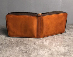 Genuine Leather Mens Cool billfold Leather Wallet Men Small Wallets Bifold for Men - imessengerbags