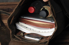 Genuine Leather Mens Cool Backpack Sling Bag Large Coffee Travel Bag Hiking Bag for men - imessengerbags