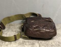 Genuine Leather Mens Cool Chest Bag Sling Bag Crossbody Bag Travel Bag Hiking Bag for men - imessengerbags