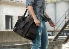 Cool Vintage Leather Mens Weekender Bag Travel Bags Shoulder Bags for men - imessengerbags