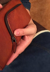 Genuine Leather Mens Cool Long Leather Phone Wallet Zipper Clutch Wristlet Wallet for Men - imessengerbags