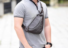 Genuine Leather Mens Cool Chest Bag Sling Bag Crossbody Bag Travel Bag Hiking Bag for men - imessengerbags