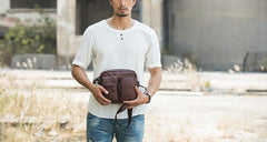 Cool Leather Mens Messenger Bags Small Shoulder Bags  for Men