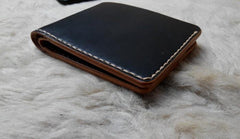 Black Leather Mens Bifold Small Wallet Leather Small Wallets for Men - imessengerbags
