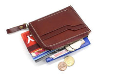 Leather Mens Front Pocket Wallets Small Slim Wallet Card Wallet Change Wallet for Men - imessengerbags