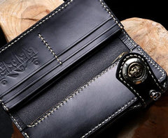 Handmade Leather Mens Chain Biker Wallet Cool Leather Wallet Long Phone Wallets for Men - imessengerbags