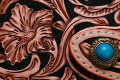 Handmade Leather Tooled Floral Mens Clutch Wallet Cool Wallet Long Wallets for Men Women - imessengerbags