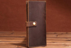 Handmade Cool Leather Wallets Long Leather Wallet Bifold Long Wallet For Men