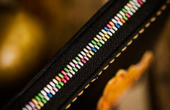 Handmade Leather Men Tooled White Tara Cool Leather Wallet Long Phone Clutch Wallets for Men - imessengerbags