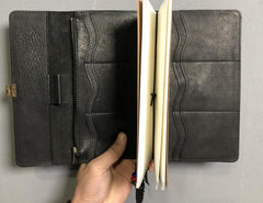 Genuine Leather Mens Clutch Cool Slim Wallet Passport Travel Clutch Wristlet Wallet for Men - imessengerbags