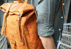 Cool Leather Mens Backpack Travel Backpacks Vintage Laptop Backpack for men