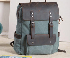 Cool Gray Canvas Travel Backpack Mens Canvas Backpack Canvas School Bag for Men