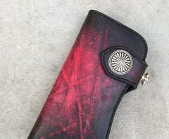 Handmade Leather Biker Wallet Mens Cool Chain Wallet Trucker Wallet with Chain - imessengerbags