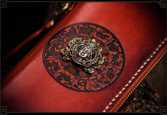 Handmade Leather Tibetan Mens Chain Biker Wallet Cool Leather Wallet Long Clutch Wallets for Men - imessengerbags