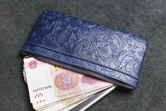Handmade Leather Mens Cool Zipper Phone Travel Long Wallet Holder Slim Clutch Wallets for Men - imessengerbags