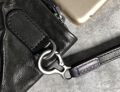 Genuine Leather Mens Clutch Cool Slim Wallet Zipper Clutch Wristlet Wallet for Men - imessengerbags