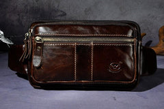 Cool Leather Mens Fanny Pack Waist Bag Hip Pack Belt Bag Bumbag for Men