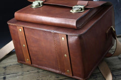 Handmade Vintage Coffee Leather Mens Camera Shoulder Bags Camera Messenger Bag for Men - imessengerbags