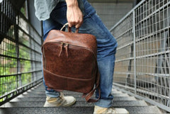 Cool Leather Mens Backpack Travel Backpack Vintage Laptop Backpack for men