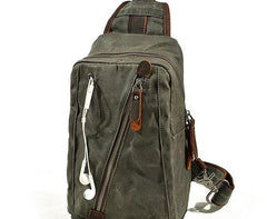Cool Waxed Canvas Mens  Chest Bag Sling Bag One Shoulder Packs for men - imessengerbags