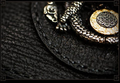 Handmade Leather Chinese Dragon Tooled Mens billfold Wallet Cool Chain Wallet Biker Wallet for Men - imessengerbags