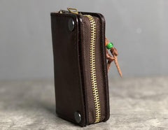 Handamde Genuine Leather Mens Cool Key Wallet Card Slim Wallet Key Holder Car Key Case for Men - imessengerbags