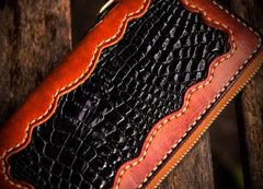 Handmade Leather Mens Chain Biker Wallet Cool Leather Wallet Long Clutch Wallets for Men - imessengerbags