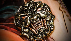 Handmade Leather Tooled Chinese Lion Mens Chain Biker Wallet Cool Leather Wallet Long Phone Wallets for Men - imessengerbags