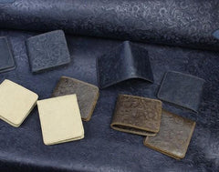 Handmade Leather Floral Mens Cool Slim Leather Wallet Men billfold Wallets Bifold for Men - imessengerbags