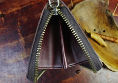 Handmade Leather Floral Mens Cool Zipper Phone Travel Long Wallet Card Holder Card Slim Clutch Wallets for Men - imessengerbags