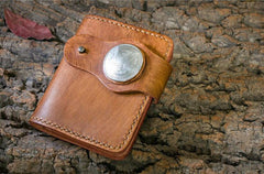 Handmade Leather billfold Mens Chain Biker Wallet Cool Leather Wallet With Chain Wallets for Men - imessengerbags