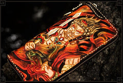 Handmade Leather Acalanatha Mens Chain Biker Wallet Cool Leather Wallet With Chain Wallets for Men - imessengerbags