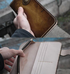 Handmade Mens Vintage Leather Long Biker Wallet Cool Long Chain Wallet for Men - imessengerbags