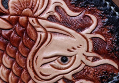 Handmade Leather Carp Tooled Mens billfold Wallet Cool Leather Wallet Slim Wallet for Men - imessengerbags